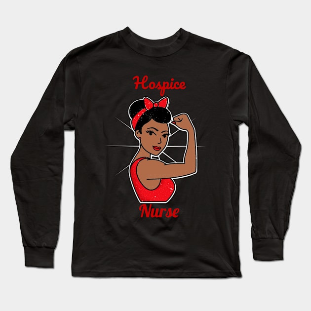 hospice nurse Woman Strong Retro Vintage Poster Style Art Work Long Sleeve T-Shirt by DesignIndex